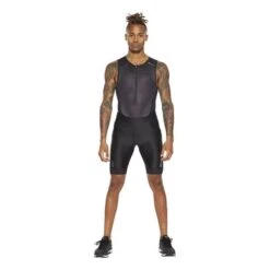 2XU Perform Front Zip Sleeveless Trisuit Black Grey