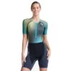 2XU Aero Short Sleeve Trisuit Blue Yellow Black Women