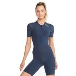 2XU Light Speed Tech Short Sleeve Trisuit Blue White Women