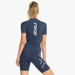 2XU Light Speed Tech Short Sleeve Trisuit Blue White Women -Flow Stroke Sales 2x wt6634d out.wrf 003