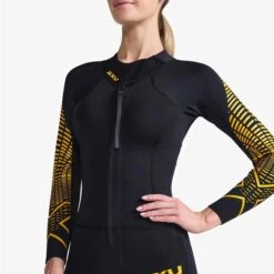 2XU Pro-Swim Run SR1 Wetsuit Black Yellow Women -Flow Stroke Sales 2x ww5480c blk.abn 006
