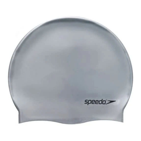Swimming Cap Speedo Plain Flat Silicone Gray 1 Swimming Cap Speedo Plain Flat Silicone Gray