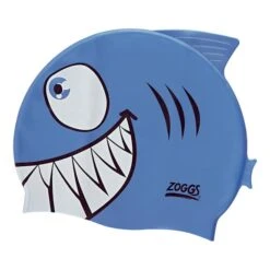 Zoggs Junior Character Silicone Swimming Cap Blue White Child