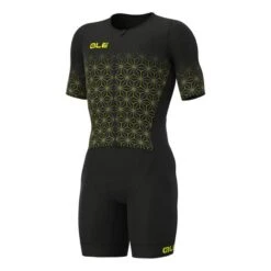 ALE Alé Maui Long Short Sleeve Trisuit Black Yellow