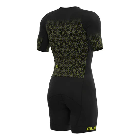 ALE Alé Maui Long Short Sleeve Trisuit Black Yellow 2 ALE Alé Maui Long Short Sleeve Trisuit Black Yellow - Image 2