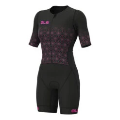 ALE Alé Maui Long Short Sleeve Trisuit Black Pink Women