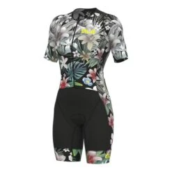 ALE Alé Sartana Short Sleeve Trisuit Black Green Grey Women