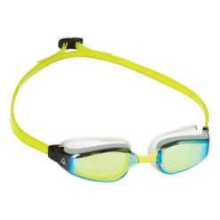 Aqua Sphere Fastlane Swimming Goggles Yellow Blue With Mirrored Yellow Lenses