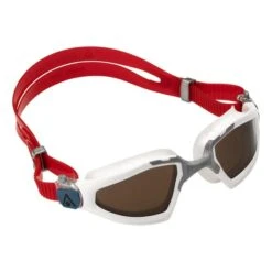 Aqua Sphere Kayenne Pro Swimming Goggles Red With Polarised Brown Lenses