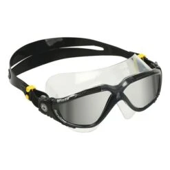 Aqua Sphere Vista Swimming Goggles Black Yellow With Grey Mirrored Lenses