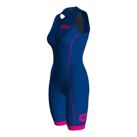Arena ST 2.0 Front Zip Short Sleeved Racing Suit Pink Blue Women 3 Arena ST 2.0 Front Zip Short Sleeved Racing Suit Pink Blue Women - Image 3