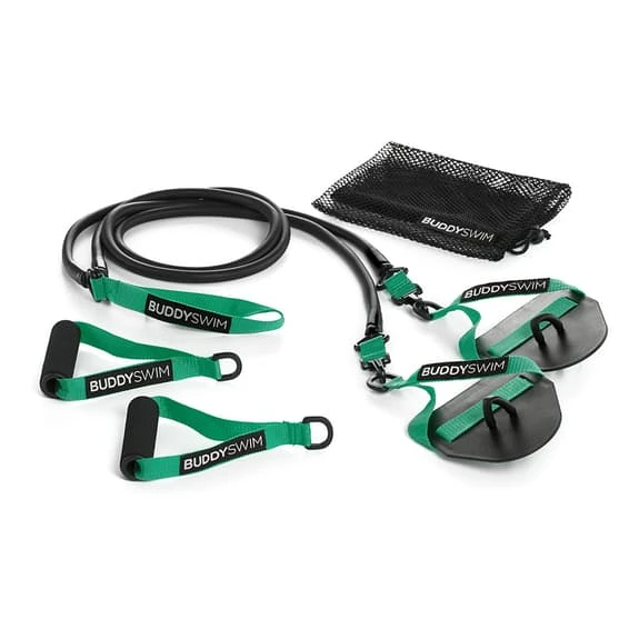 BuddySwim Super Stroke Dryland Cords X-Light Paddle Rubbers Black Green 1 BuddySwim Super Stroke Dryland Cords X-Light Paddle Rubbers Black Green