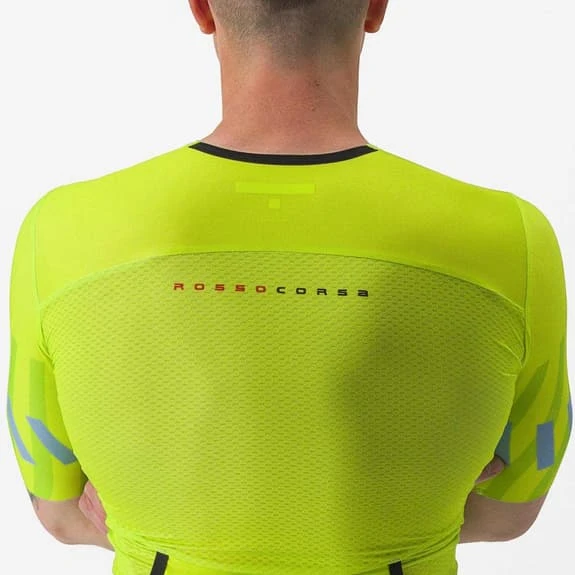Castelli Free Sanremo 2 Rosso Corsa Short Sleeve Trisuit Electric Lime Green 3 Castelli Free Sanremo 2 Rosso Corsa Short Sleeve Trisuit Electric Lime Green - Image 3
