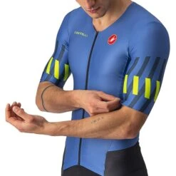 Castelli Personal Record Speed Suit Rosso Corsa Short Sleeve Trisuit Blue Lime Green -Flow Stroke Sales ca 8620092 417 005