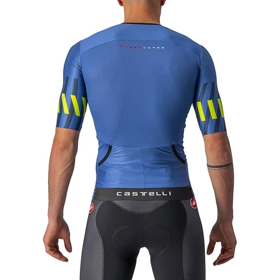 Castelli Free Speed 2 Race Top Rosso Corsa Short Sleeve Jersey Blue Lime Green 2 Castelli Free Speed 2 Race Top Rosso Corsa Short Sleeve Jersey Blue Lime Green - Image 2