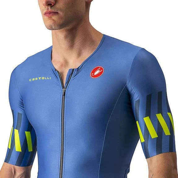 Castelli Free Speed 2 Race Top Rosso Corsa Short Sleeve Jersey Blue Lime Green 4 Castelli Free Speed 2 Race Top Rosso Corsa Short Sleeve Jersey Blue Lime Green - Image 4