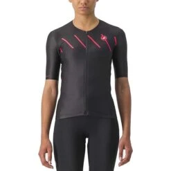 Castelli Free Speed 2 Race Top Rosso Corsa Short Sleeve Jersey Black Hibiscus Red Women