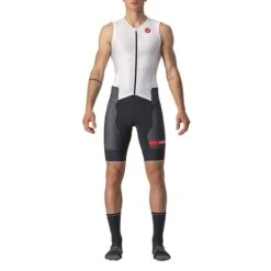 Castelli Free Sanremo 2 Rosso Corsa Sleeveless Trisuit White Black