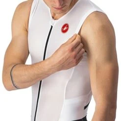 Castelli Free Sanremo 2 Rosso Corsa Sleeveless Trisuit White Black -Flow Stroke Sales ca 8622090 101 004