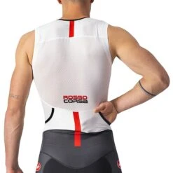 Castelli Free Sanremo 2 Rosso Corsa Sleeveless Trisuit White Black -Flow Stroke Sales ca 8622090 101 005