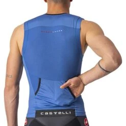 Castelli Free Tri 2 Rosso Corsa Sleeveless Top Blue Lime Green -Flow Stroke Sales ca 8622091 417 003