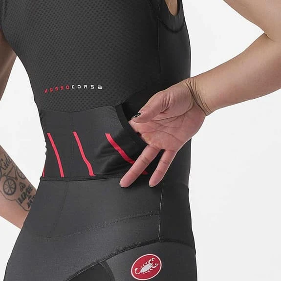 Castelli Free Sanremo Rosso Corsa Sleeveless Trisuit Black Red Hibiscus Women 3 Castelli Free Sanremo Rosso Corsa Sleeveless Trisuit Black Red Hibiscus Women - Image 3