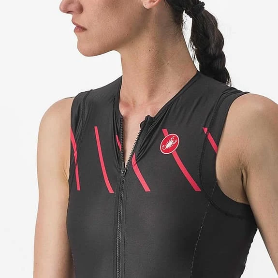 Castelli Free Sanremo Rosso Corsa Sleeveless Trisuit Black Red Hibiscus Women 4 Castelli Free Sanremo Rosso Corsa Sleeveless Trisuit Black Red Hibiscus Women - Image 4