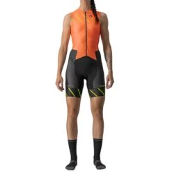 Castelli Free Sanremo Rosso Corsa Sleeveless Trisuit Red Coral Black Women