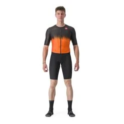 Castelli Sanremo Ultra Rosso Corsa Short Sleeve Trisuit Black Orange