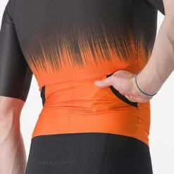 Castelli Sanremo Ultra Rosso Corsa Short Sleeve Trisuit Black Orange -Flow Stroke Sales ca 8623079 034 004
