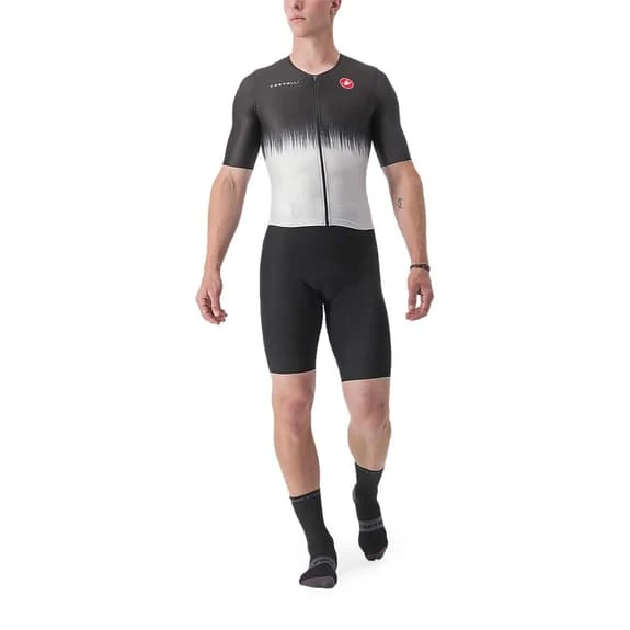 Castelli Sanremo Ultra Rosso Corsa Short Sleeve Trisuit Black Silver 1 Castelli Sanremo Ultra Rosso Corsa Short Sleeve Trisuit Black Silver