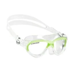 Cressi Cobra Swimming Goggles White Green With Clear Lenses Kids