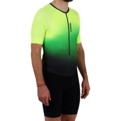 Finisseur Pro Gradient Short Sleeve Trisuit Black Green Yellow -Flow Stroke Sales fns t301ss2001 01 101