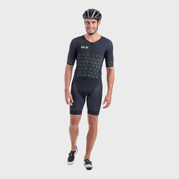 ALE Alé Maui Long Short Sleeve Trisuit Black Yellow 4 ALE Alé Maui Long Short Sleeve Trisuit Black Yellow - Image 4