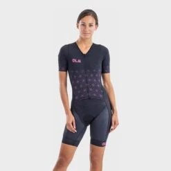 ALE Alé Maui Long Short Sleeve Trisuit Black Pink Women -Flow Stroke Sales l21194405 1