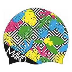 Mako Wallflower Silicone Swimming Cap Black White