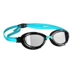 Mad Wave Triathlon Swimming Goggles Blue Black White With Polarised Lenses