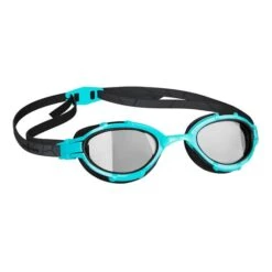 Mad Wave Triathlon Photochromatic Swimming Goggles Black Blue With Photochromic Lenses