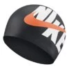 Nike Swim Logo Silicone Swim Cap Black White Orange