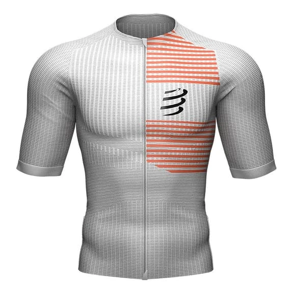 Compressport Triathlon Postural Short Sleeve T-Shirt White Orange 1 Compressport Triathlon Postural Short Sleeve T-Shirt White Orange