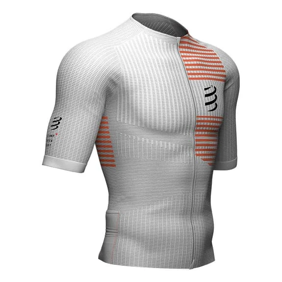 Compressport Triathlon Postural Short Sleeve T-Shirt White Orange 3 Compressport Triathlon Postural Short Sleeve T-Shirt White Orange - Image 3
