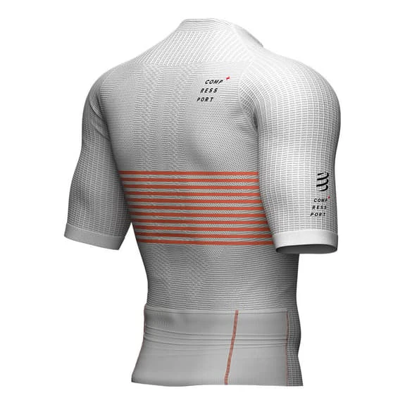 Compressport Triathlon Postural Short Sleeve T-Shirt White Orange 6 Compressport Triathlon Postural Short Sleeve T-Shirt White Orange - Image 6