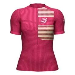 Compressport Triathlon Postural Short Sleeve T-Shirt Fuchsia Yellow Women