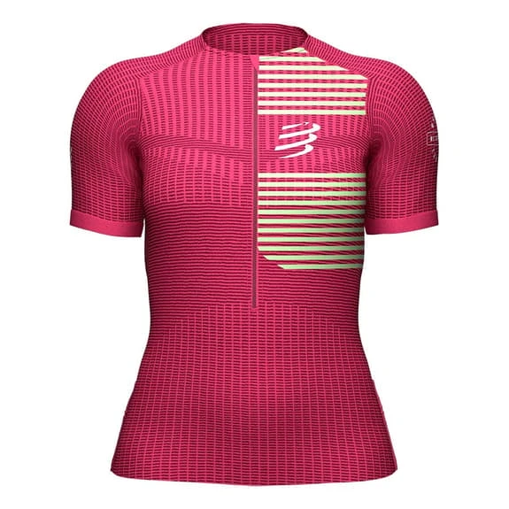 Compressport Triathlon Postural Short Sleeve T-Shirt Fuchsia Yellow Women 1 Compressport Triathlon Postural Short Sleeve T-Shirt Fuchsia Yellow Women
