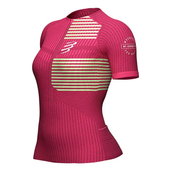 Compressport Triathlon Postural Short Sleeve T-Shirt Fuchsia Yellow Women 2 Compressport Triathlon Postural Short Sleeve T-Shirt Fuchsia Yellow Women - Image 2