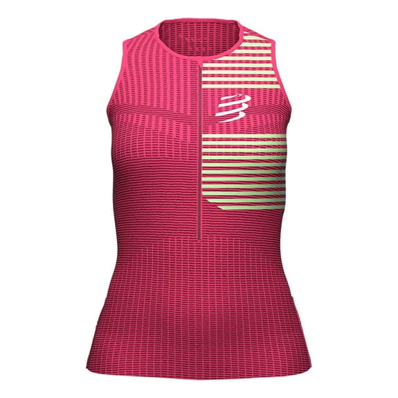 Compressport Triathlon Postural Sleeveless T-Shirt Fuchsia Yellow Women 1 Compressport Triathlon Postural Sleeveless T-Shirt Fuchsia Yellow Women