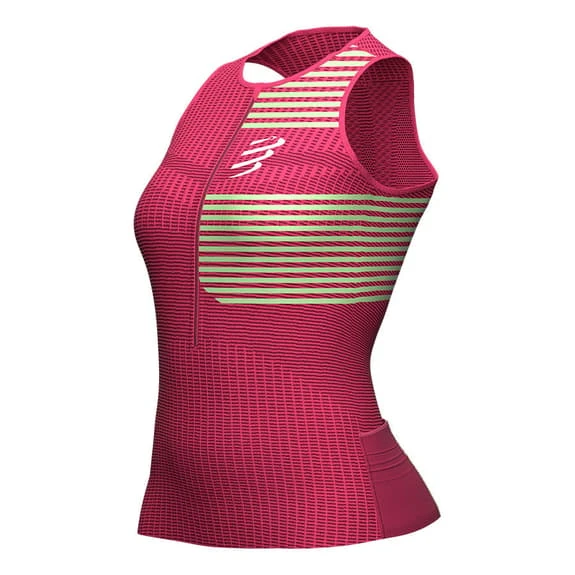 Compressport Triathlon Postural Sleeveless T-Shirt Fuchsia Yellow Women 2 Compressport Triathlon Postural Sleeveless T-Shirt Fuchsia Yellow Women - Image 2