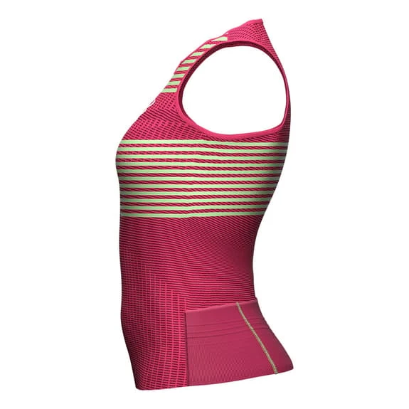Compressport Triathlon Postural Sleeveless T-Shirt Fuchsia Yellow Women 3 Compressport Triathlon Postural Sleeveless T-Shirt Fuchsia Yellow Women - Image 3