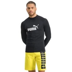 Puma Swim Rash Guard Long Sleeve Swim Shirt Black -Flow Stroke Sales pum 100000035 200 001