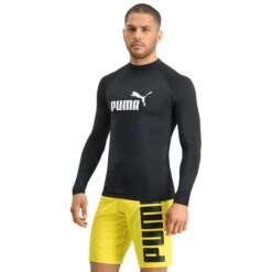 Puma Swim Rash Guard Long Sleeve Swim Shirt Black -Flow Stroke Sales pum 100000035 200 003